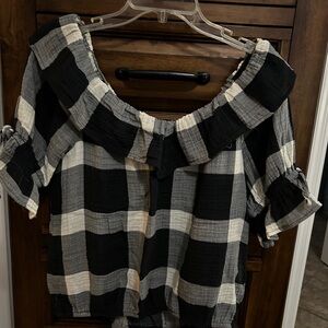 Plaid Off-Shoulder Women's Top